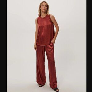 Michael Stars Cyrus Muse Rust Satin Wide Leg Pants S